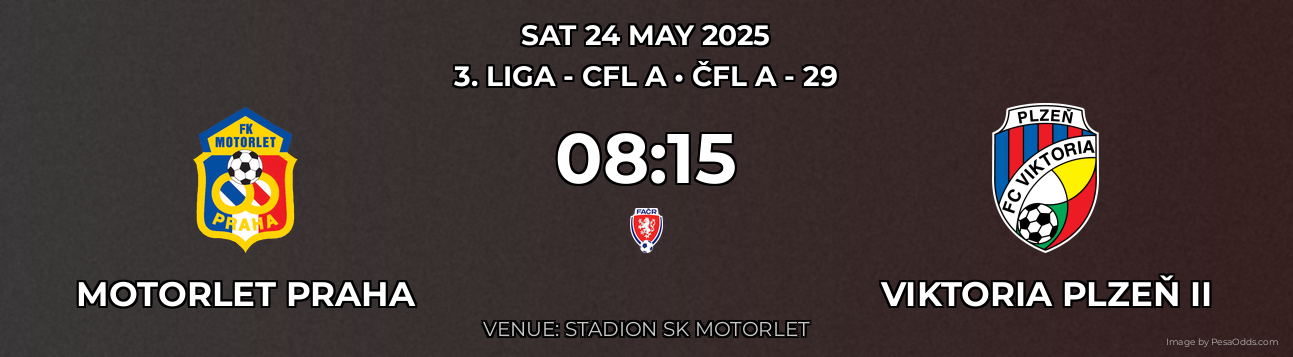 Motorlet Praha vs Viktoria Plzeň II Prediction match poster for 3. liga - CFL A fixture on SAT 24 MAY 2025