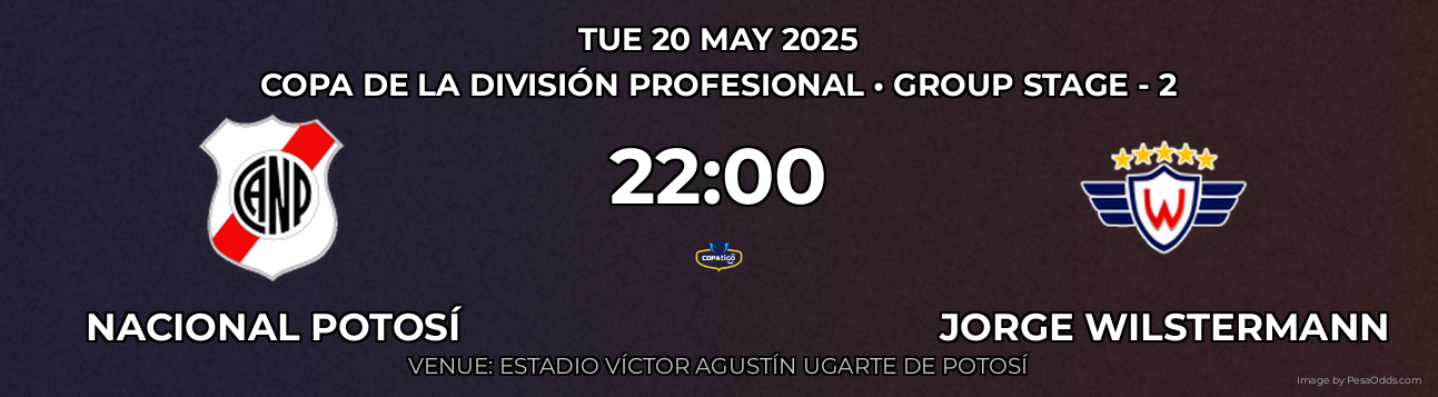 Nacional Potosí vs Jorge Wilstermann Prediction match poster for Copa de la División Profesional fixture on TUE 20 MAY 2025