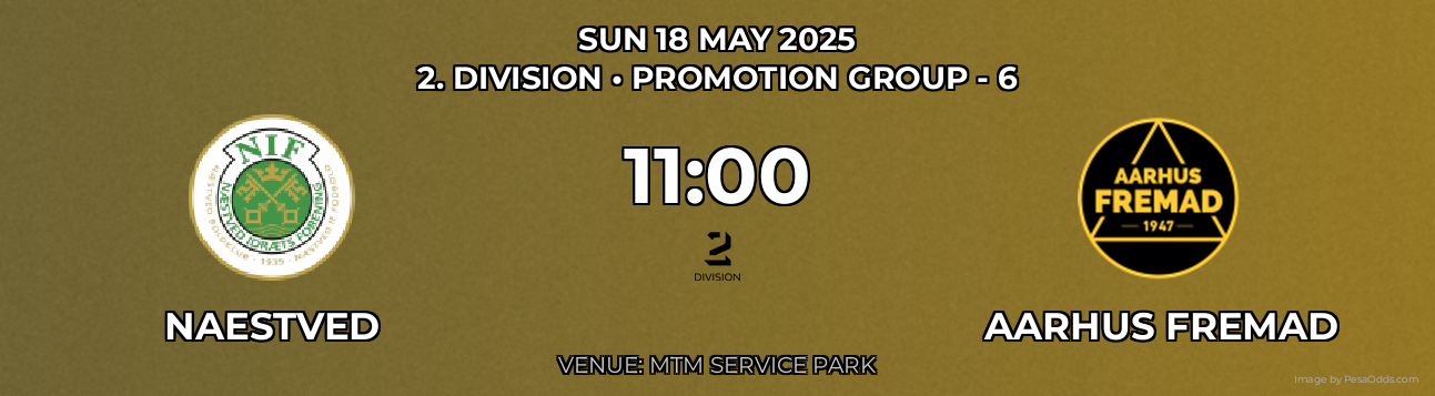 Naestved vs Aarhus Fremad Prediction match poster for 2. Division fixture on SUN 18 MAY 2025