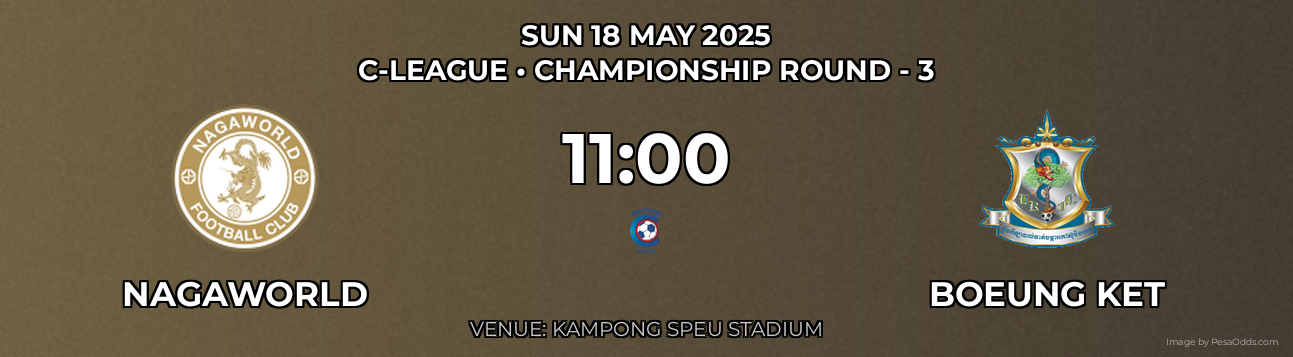NagaWorld vs Boeung Ket Prediction match poster for C-League fixture on SUN 18 MAY 2025