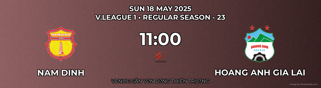 Nam Dinh vs Hoang Anh Gia Lai Prediction match poster for V.League 1 fixture on SUN 18 MAY 2025