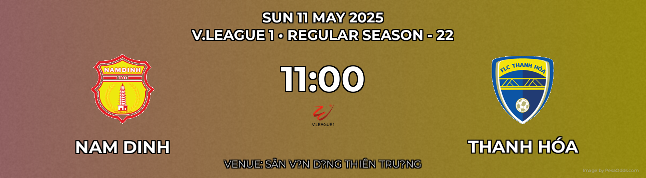 Nam Dinh vs Thanh Hóa Prediction match poster for V.League 1 fixture on SUN 11 MAY 2025