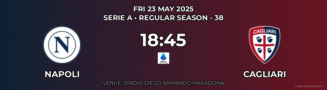 Napoli vs Cagliari Prediction match poster for Serie A fixture on FRI 23 MAY 2025
