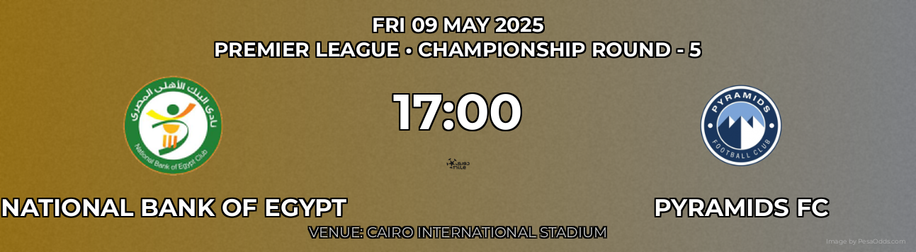 National Bank of Egypt vs Pyramids FC Prediction match poster for Premier League fixture on FRI 09 MAY 2025