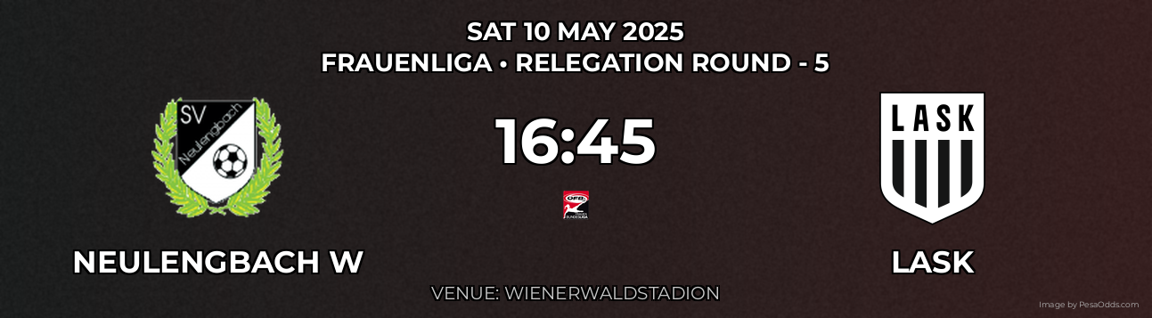 Neulengbach W vs LASK Prediction match poster for Frauenliga fixture on SAT 10 MAY 2025