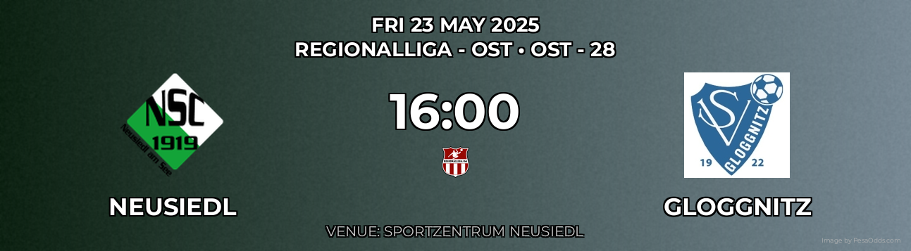 Neusiedl vs Gloggnitz Prediction match poster for Regionalliga - Ost fixture on FRI 23 MAY 2025