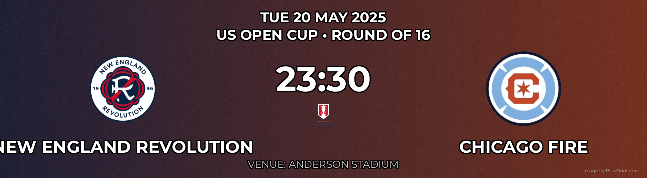 New England Revolution vs Chicago Fire Prediction match poster for US Open Cup fixture on TUE 20 MAY 2025