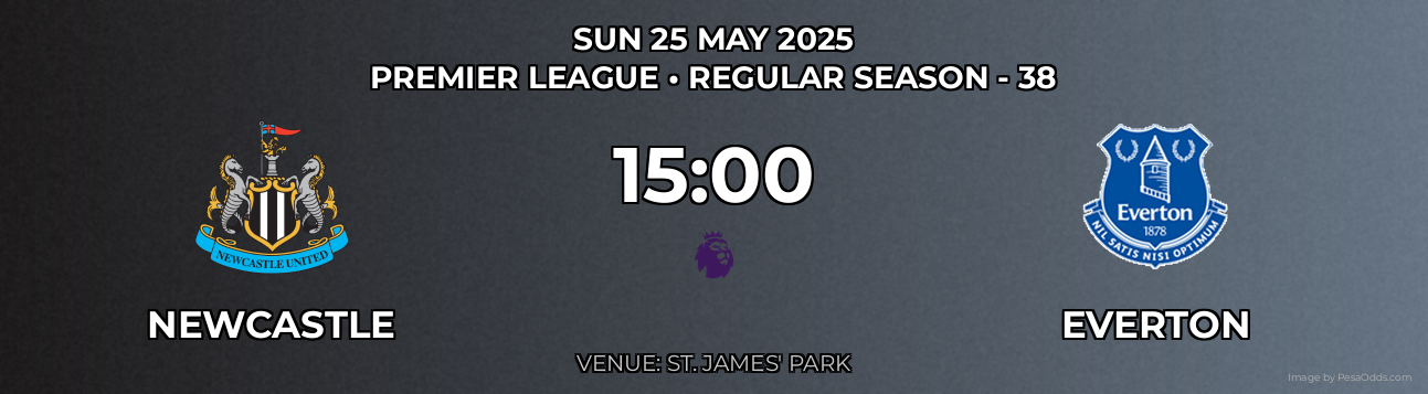 Newcastle vs Everton Prediction match poster for Premier League fixture on SUN 25 MAY 2025