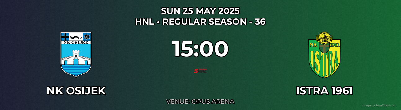 NK Osijek vs Istra 1961 Prediction match poster for HNL fixture on SUN 25 MAY 2025