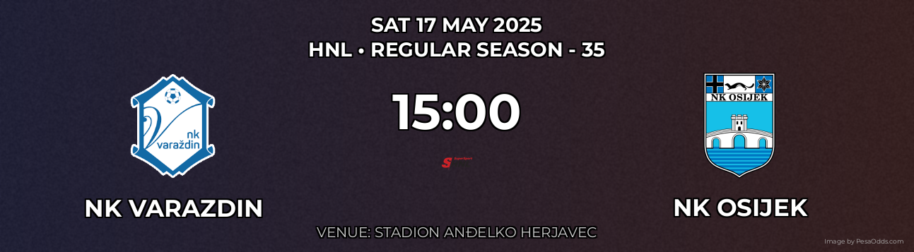 NK Varazdin vs NK Osijek Prediction match poster for HNL fixture on SAT 17 MAY 2025