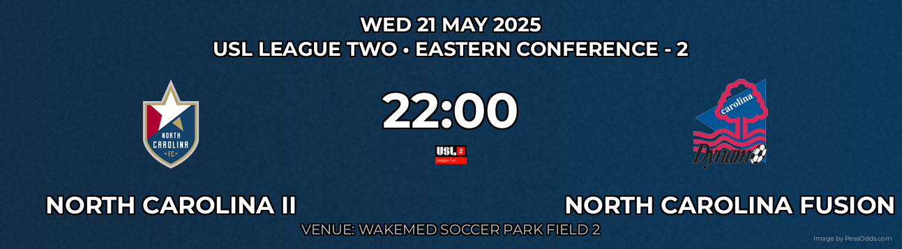 North Carolina II vs North Carolina Fusion Prediction match poster for USL League Two fixture on WED 21 MAY 2025