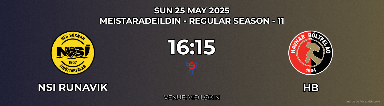 NSI Runavik vs HB Prediction match poster for Meistaradeildin fixture on SUN 25 MAY 2025
