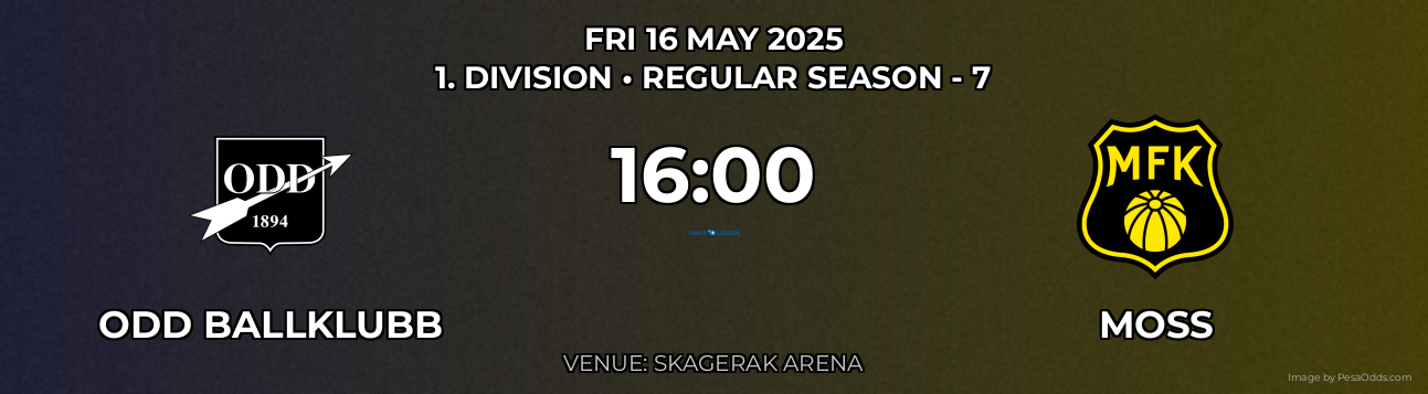 ODD Ballklubb vs Moss Prediction match poster for 1. Division fixture on FRI 16 MAY 2025