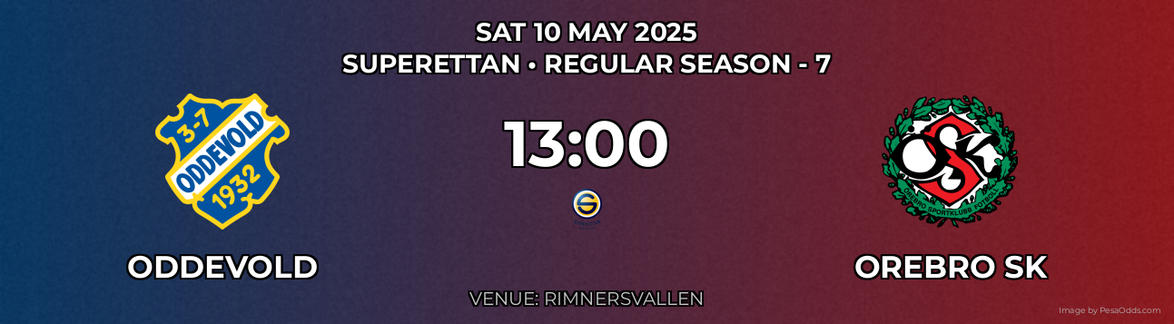 Oddevold vs Orebro SK Prediction match poster for Superettan fixture on SAT 10 MAY 2025