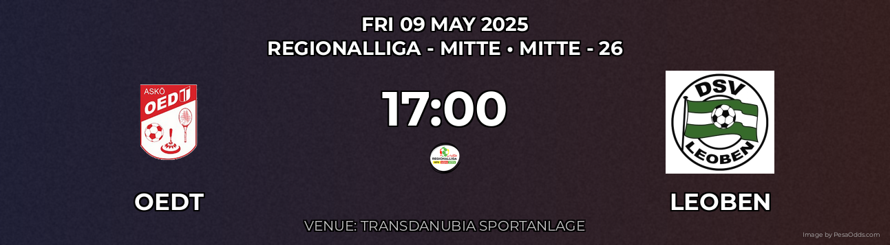 Oedt vs Leoben Prediction match poster for Regionalliga - Mitte fixture on FRI 09 MAY 2025