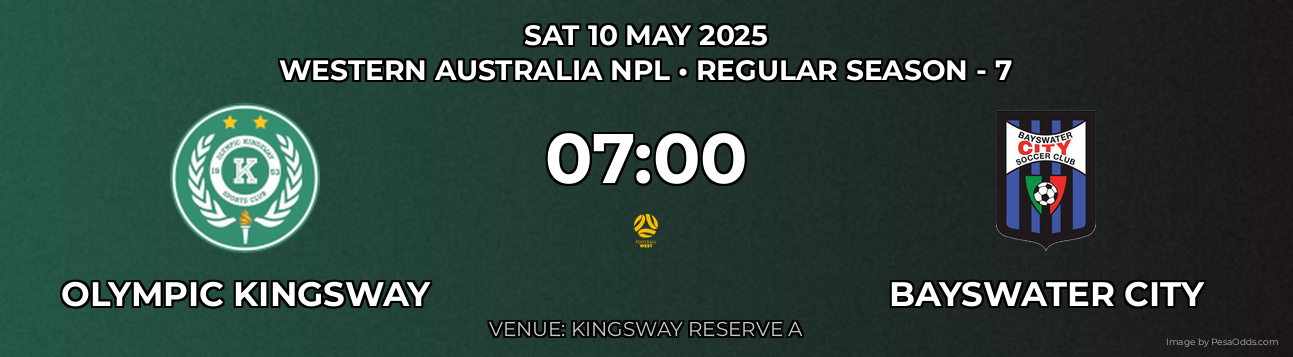 Olympic Kingsway vs Bayswater City Prediction match poster for Western Australia NPL fixture on SAT 10 MAY 2025