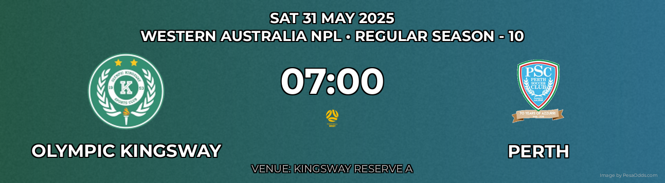 Olympic Kingsway vs Perth Prediction match poster for Western Australia NPL fixture on SAT 31 MAY 2025