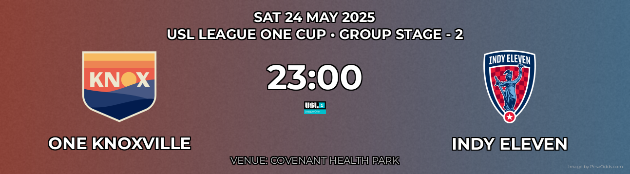 One Knoxville vs Indy Eleven Prediction match poster for USL League One Cup fixture on SAT 24 MAY 2025