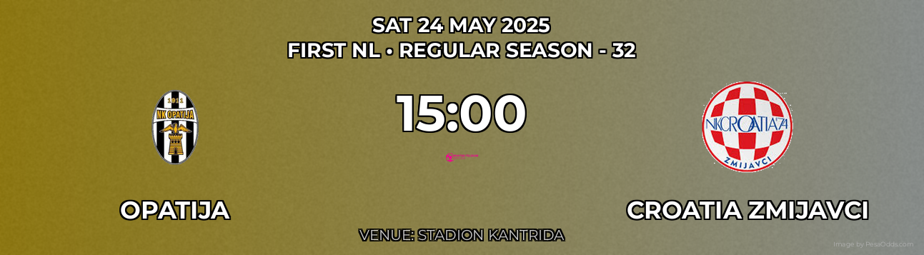 Opatija vs Croatia Zmijavci Prediction match poster for First NL fixture on SAT 24 MAY 2025