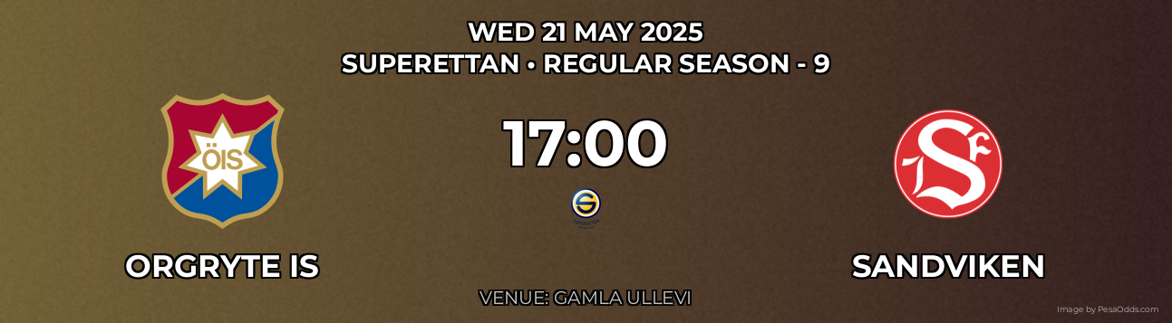 Orgryte IS vs Sandviken Prediction match poster for Superettan fixture on WED 21 MAY 2025