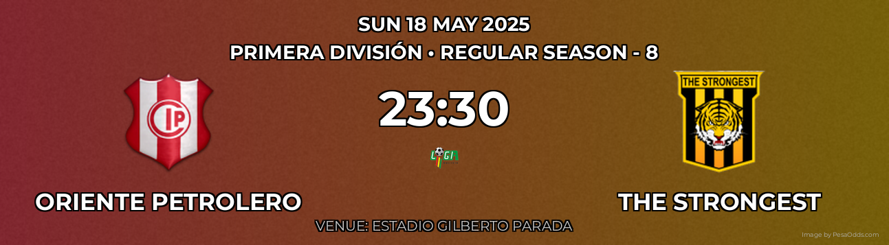Oriente Petrolero vs The Strongest Prediction match poster for Primera División fixture on SUN 18 MAY 2025
