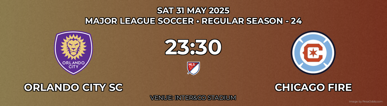 Orlando City SC vs Chicago Fire Prediction match poster for Major League Soccer fixture on SAT 31 MAY 2025