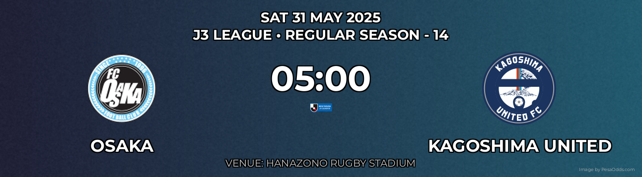 Osaka vs Kagoshima United Prediction match poster for J3 League fixture on SAT 31 MAY 2025