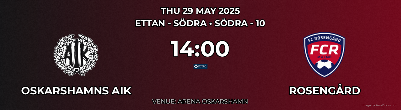 Oskarshamns AIK vs Rosengård Prediction match poster for Ettan - Södra fixture on THU 29 MAY 2025