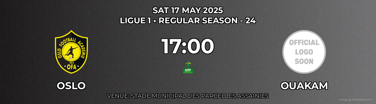 Oslo vs Ouakam Prediction match poster for Ligue 1 fixture on SAT 17 MAY 2025