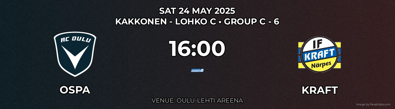OsPa vs Kraft Prediction match poster for Kakkonen - Lohko C fixture on SAT 24 MAY 2025