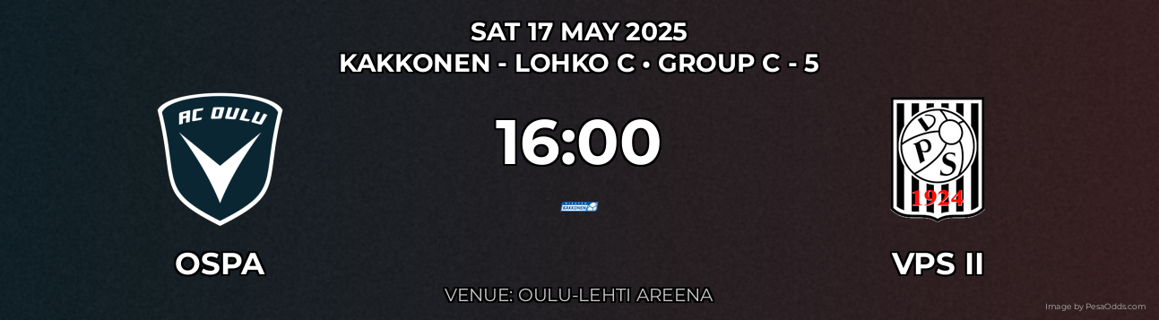 OsPa vs VPS II Prediction match poster for Kakkonen - Lohko C fixture on SAT 17 MAY 2025
