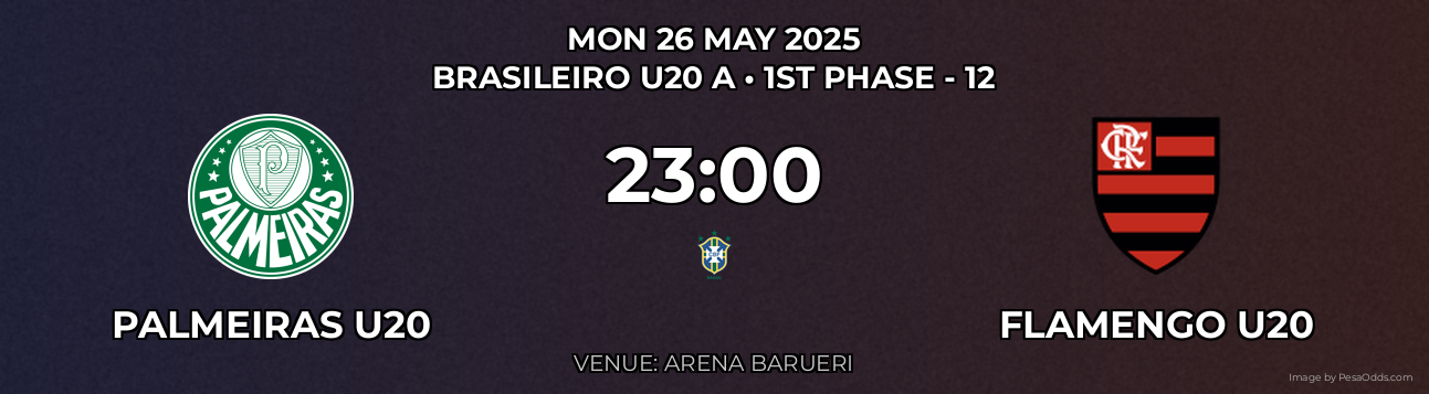 Palmeiras U20 vs Flamengo U20 Prediction match poster for Brasileiro U20 A fixture on MON 26 MAY 2025