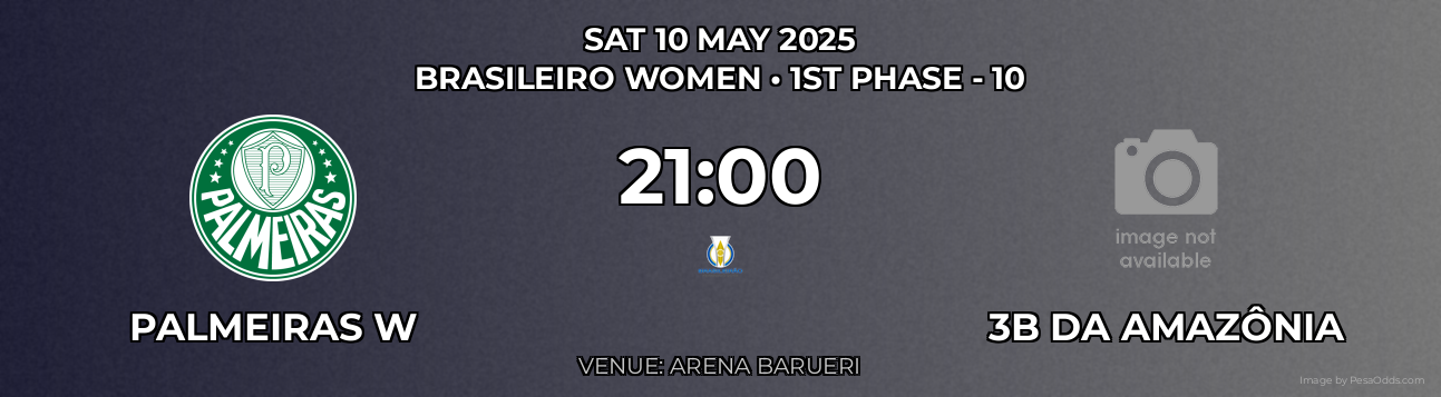 Palmeiras W vs 3B da Amazônia Prediction match poster for Brasileiro Women fixture on SAT 10 MAY 2025