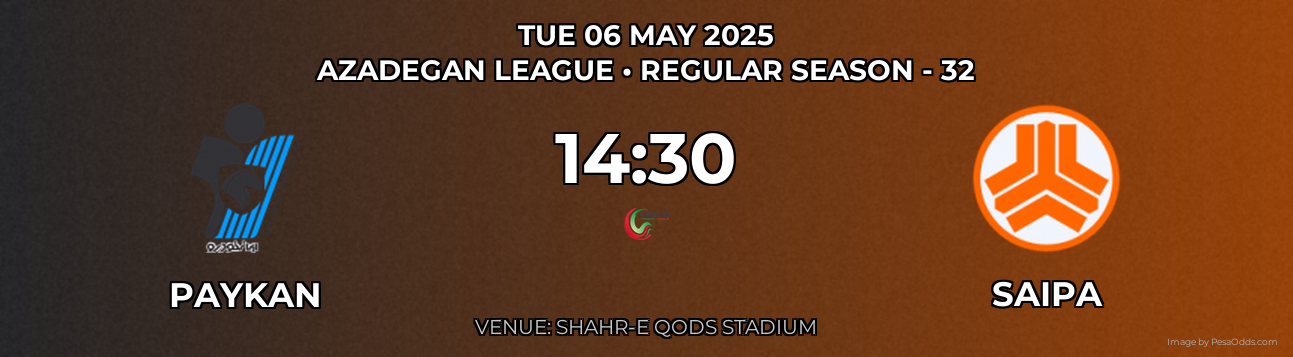 Paykan vs Saipa Prediction match poster for Azadegan League fixture on TUE 06 MAY 2025