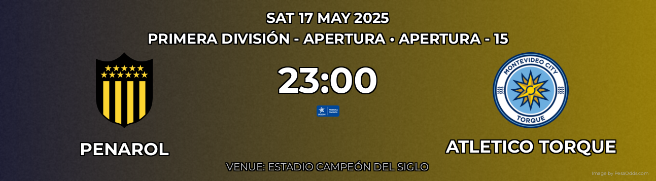 Penarol vs Atletico Torque Prediction match poster for Primera División - Apertura fixture on SAT 17 MAY 2025