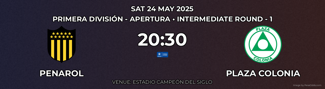 Penarol vs Plaza Colonia Prediction match poster for Primera División - Apertura fixture on SAT 24 MAY 2025