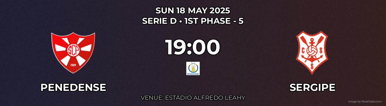 Penedense vs Sergipe Prediction match poster for Serie D fixture on SUN 18 MAY 2025