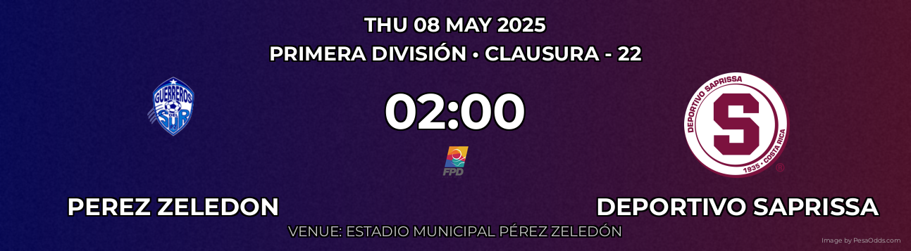 Perez Zeledon vs Deportivo Saprissa Prediction match poster for Primera División fixture on THU 08 MAY 2025