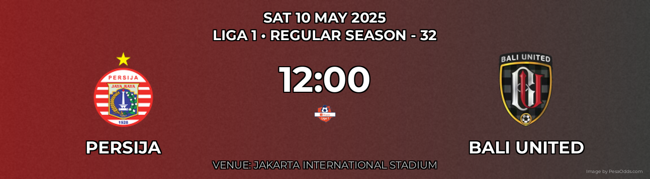 Persija vs Bali United Prediction match poster for Liga 1 fixture on SAT 10 MAY 2025