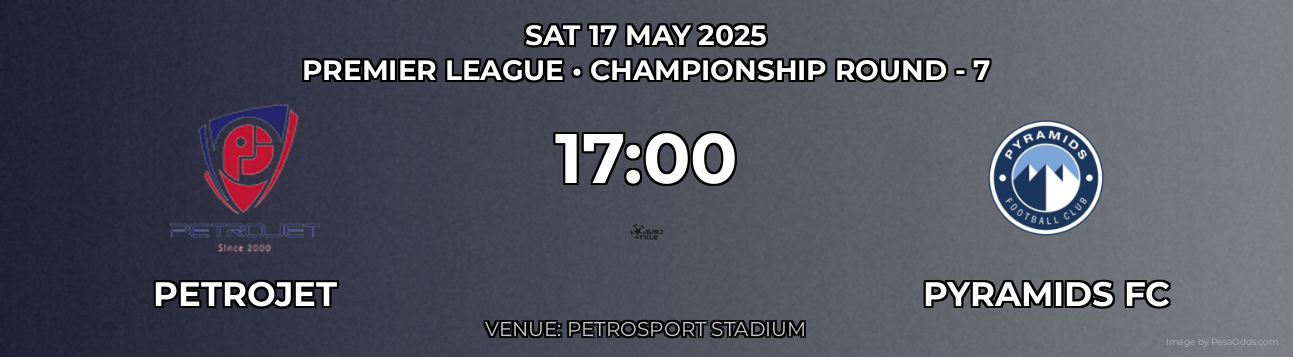Petrojet vs Pyramids FC Prediction match poster for Premier League fixture on SAT 17 MAY 2025