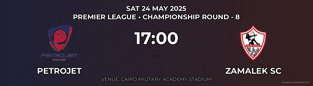 Petrojet vs Zamalek SC Prediction match poster for Premier League fixture on SAT 24 MAY 2025
