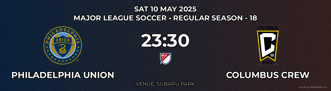 Philadelphia Union vs Columbus Crew Prediction match poster for Major League Soccer fixture on SAT 10 MAY 2025