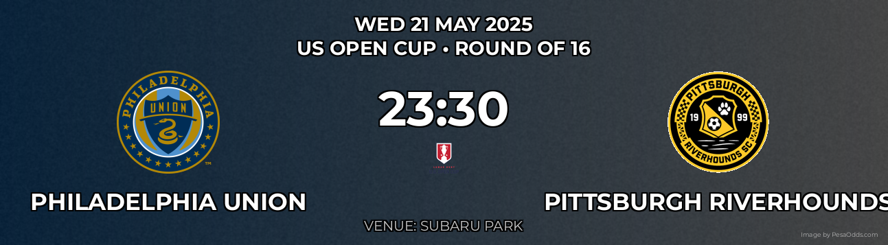 Philadelphia Union vs Pittsburgh Riverhounds Prediction match poster for US Open Cup fixture on WED 21 MAY 2025