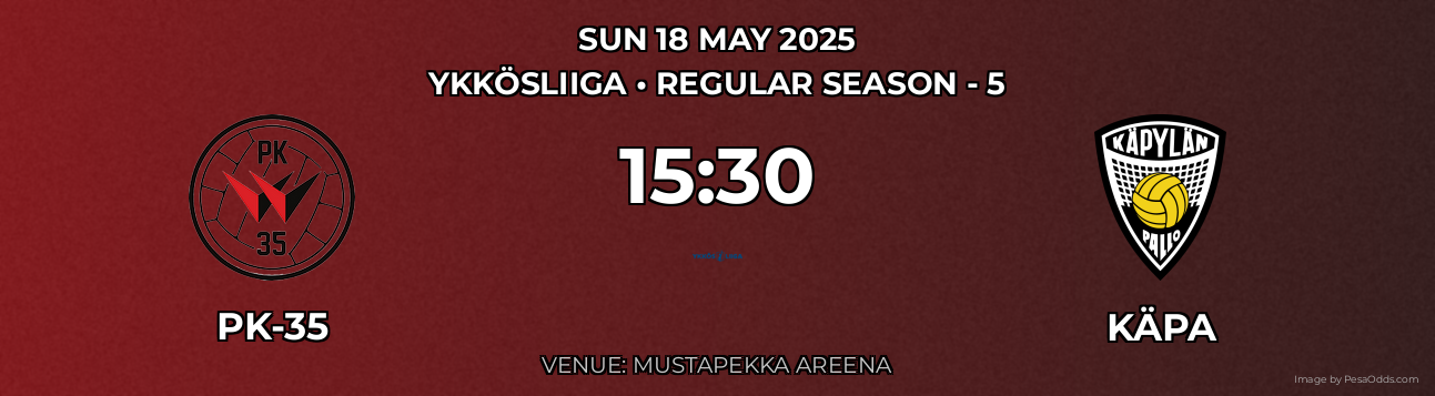 PK-35 vs KäPa Prediction match poster for Ykkösliiga fixture on SUN 18 MAY 2025