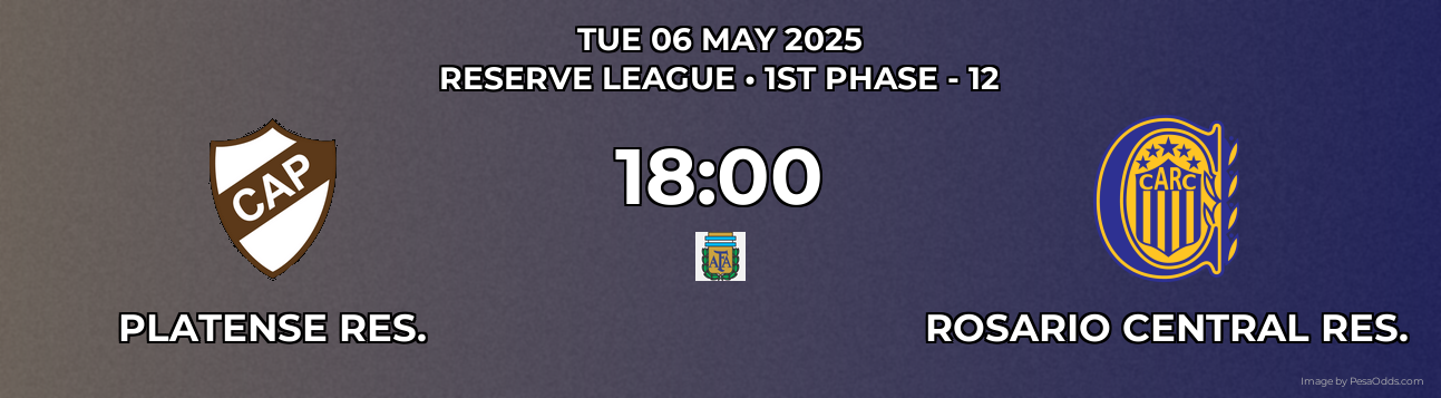 Platense Res. vs Rosario Central Res. Prediction match poster for Reserve League fixture on TUE 06 MAY 2025