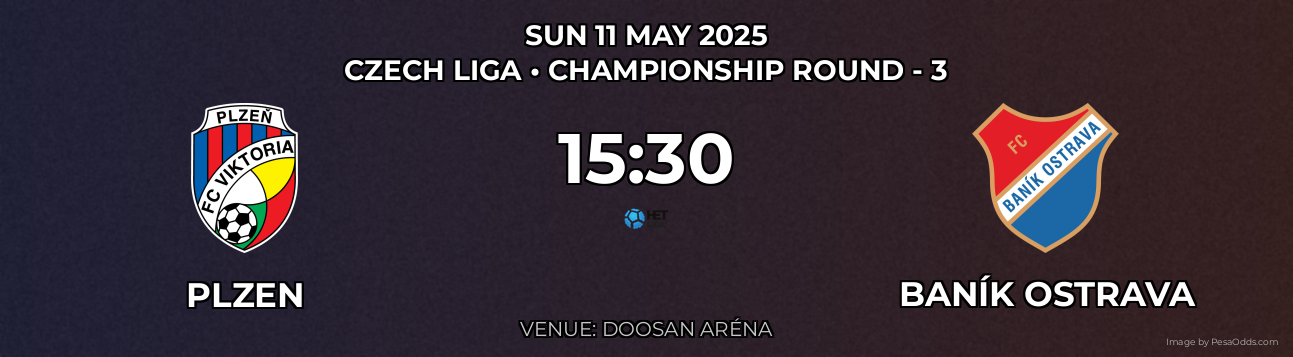 Plzen vs Baník Ostrava Prediction match poster for Czech Liga fixture on SUN 11 MAY 2025