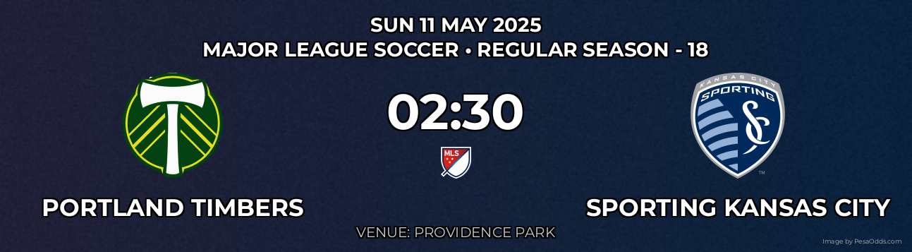 Portland Timbers vs Sporting Kansas City Prediction match poster for Major League Soccer fixture on SUN 11 MAY 2025
