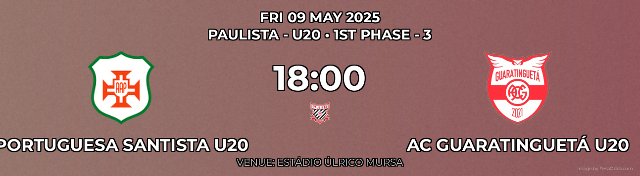 Portuguesa Santista U20 vs AC Guaratinguetá U20 Prediction match poster for Paulista - U20 fixture on FRI 09 MAY 2025