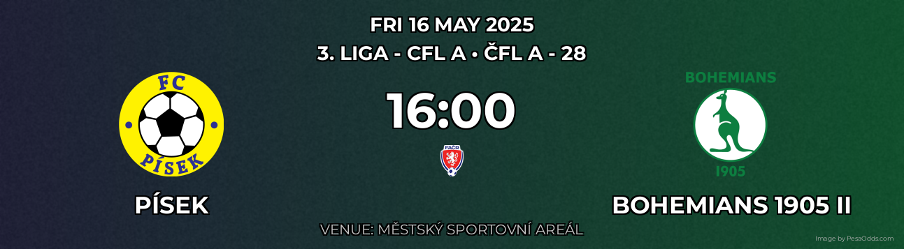 Písek vs Bohemians 1905 II Prediction match poster for 3. liga - CFL A fixture on FRI 16 MAY 2025
