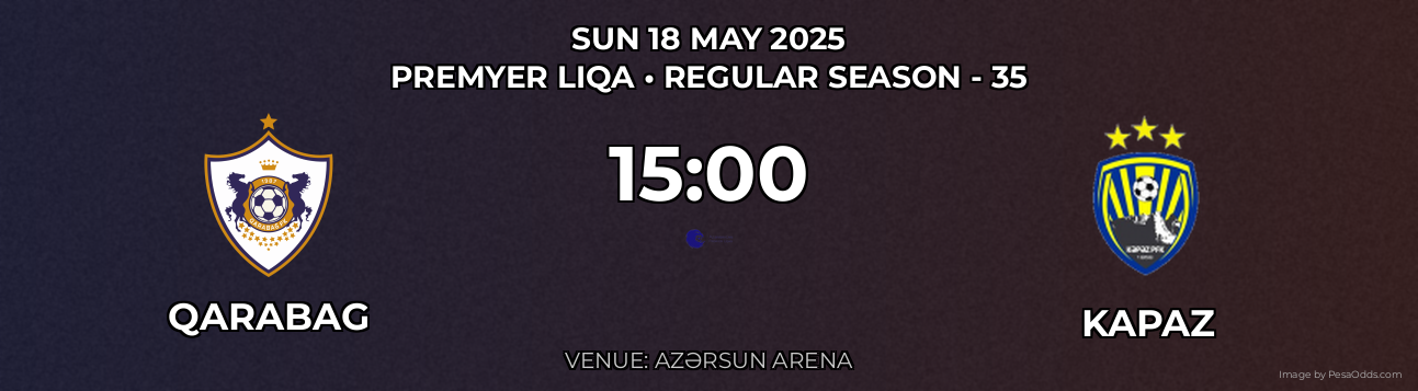 Qarabag vs Kapaz Prediction match poster for Premyer Liqa fixture on SUN 18 MAY 2025